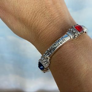 Silver tone daughter blessing stretch bracelet